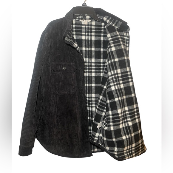 Three Dots Women’s Black Corduroy Jacket Large Flannel Lined Made in USA - Picture 2 of 6